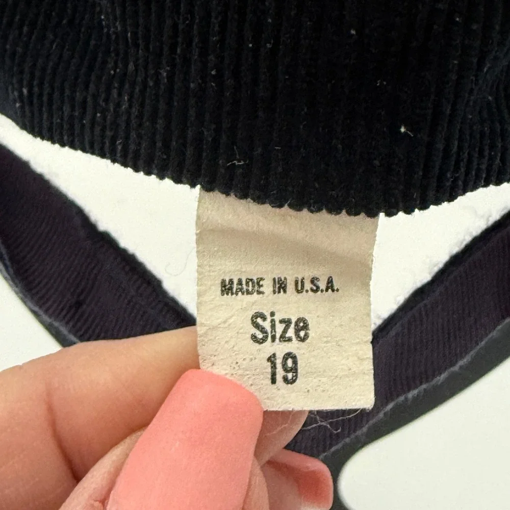 Vintage Navy Blue Corduroy Flat Cap‎ Toddler Size 19 Ear Flaps Newsboy Hat USA